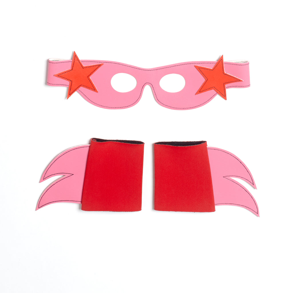 SuperSTAR  Mask & Cuff Set ++ pink/RED/turquoise